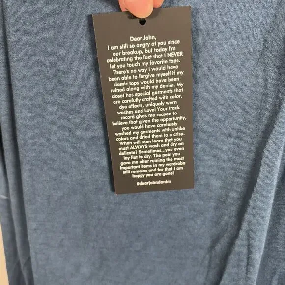 NWT Dear John Cold Shoulder Long Sleeve Top Large in Navy Blue Distressed Color - Picture 5 of 15